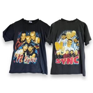 VTG 90s ‘N SYNC T-Shirt Black 2-sided Graphic Rap Tee Pop Music Band *NSYNC Sz M